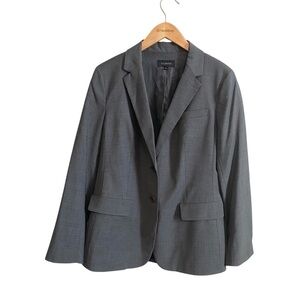 Talbots Gray Wool Blend Chic Semi Fitted Two Button Blazer Size 12